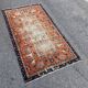 Orange and Blue Handmade Oushak Rug with Flowers