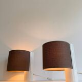 Pair of vintage table lamps, white and brown, “slim” by Gramigna for Quattrifolio, 1964 Italy