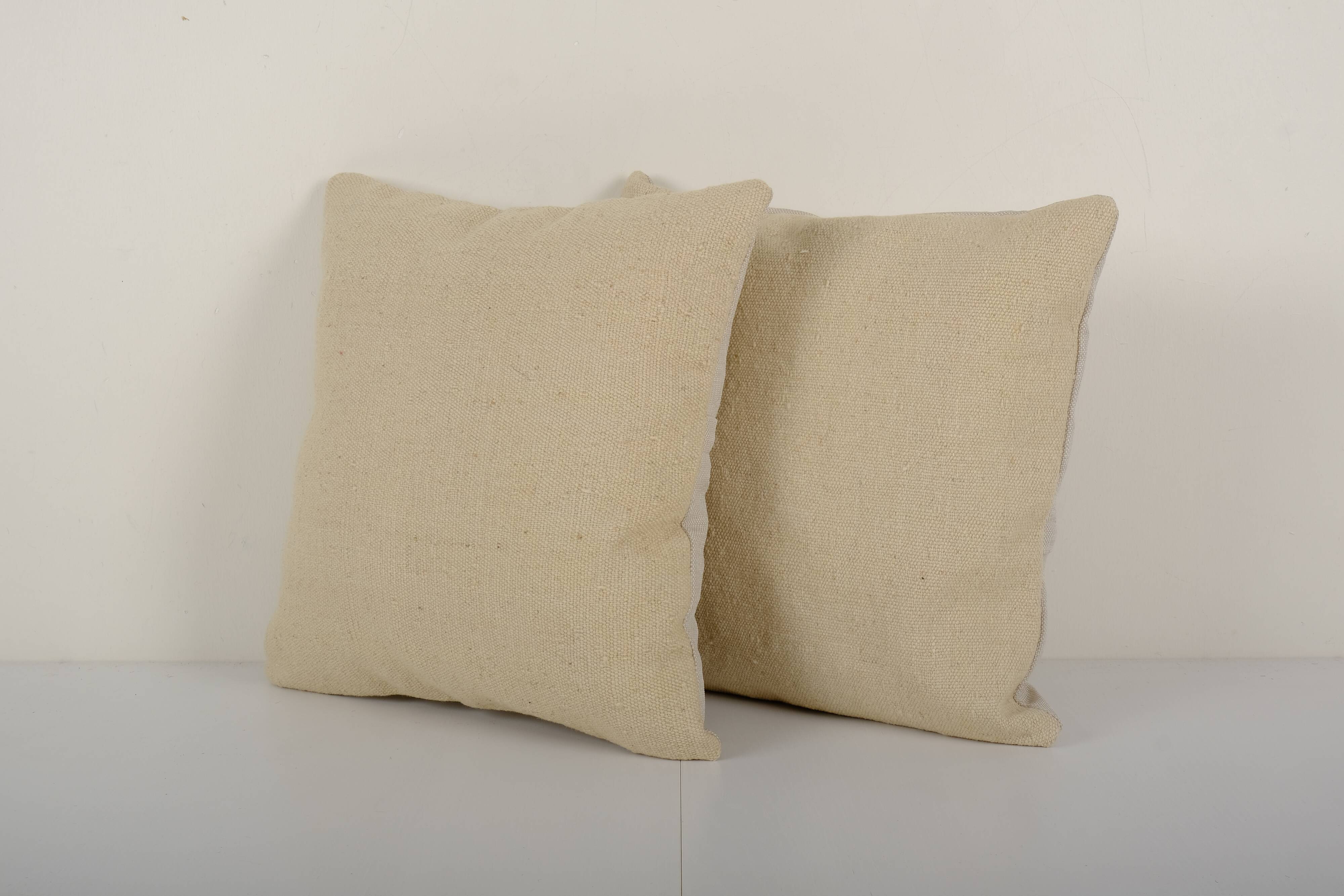Turkish handwoven unique white hemp kilim pillow covers