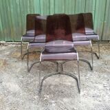 Chairs in plexiglas with chrome metal base