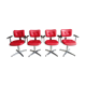 Quatre chaises de barbier en cuir rouge des années 1960 avec accoudoirs bakelite