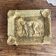 Ashtray, pocket emptier in gilded brass with dog decor