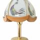 Lampe en verre, bois et métal doré