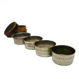 Timbale gobelet ancien pliant rétractable de voyage métal argenté en 4 parties