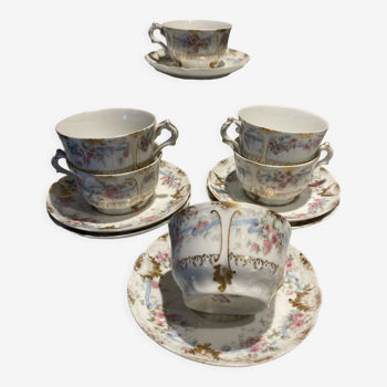 6 Limoges tea cups early 20th century