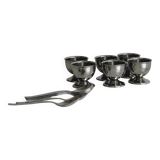 6 silver-plated metal egg cups