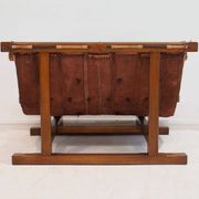 20th-century leather and Brazilian hardwood sofa, Brown