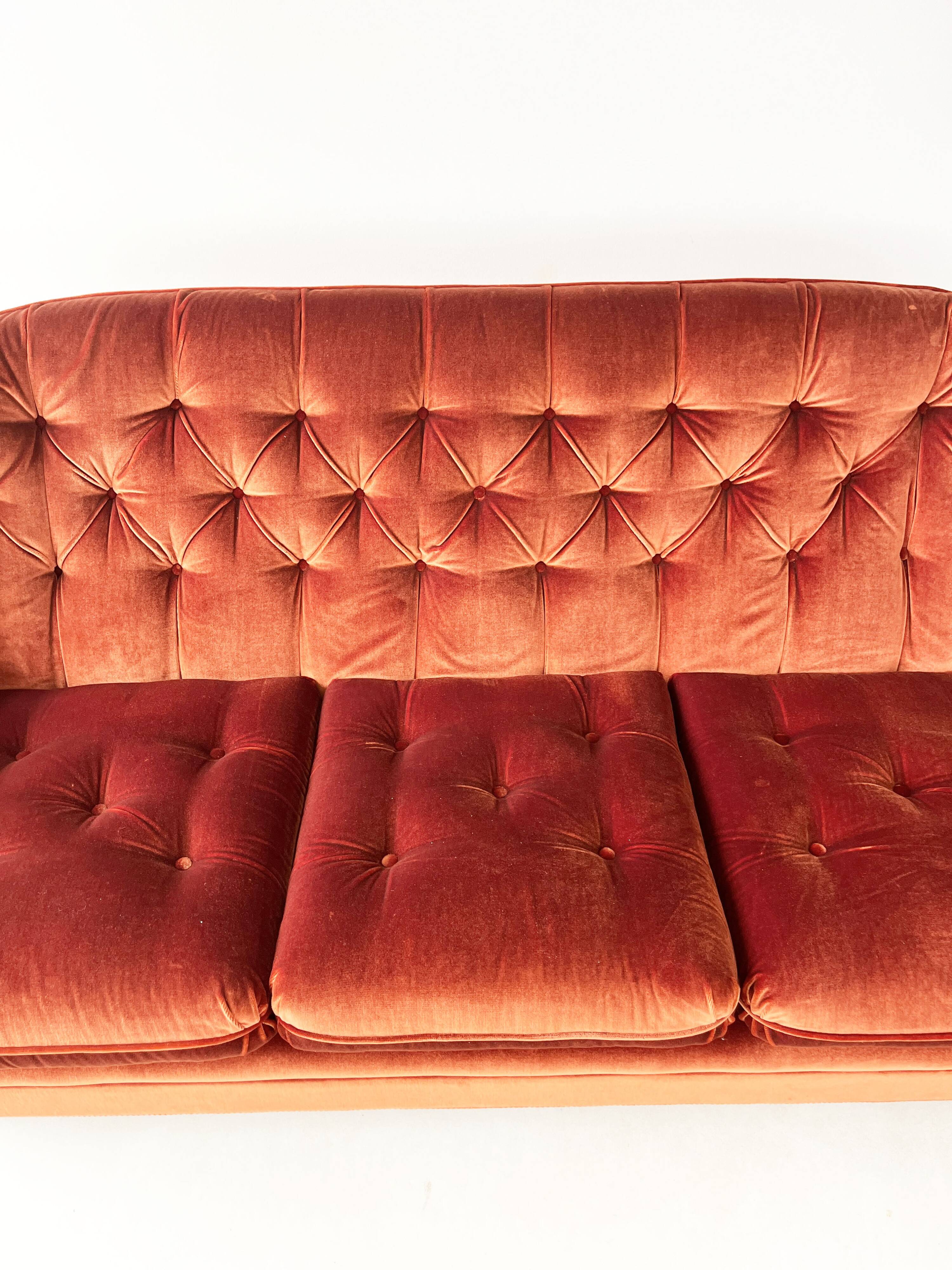 Rust Orange Velvet Couch