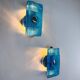 Pair of Space Age Blue Murano Glass Wall Sconces, Italy 1970s