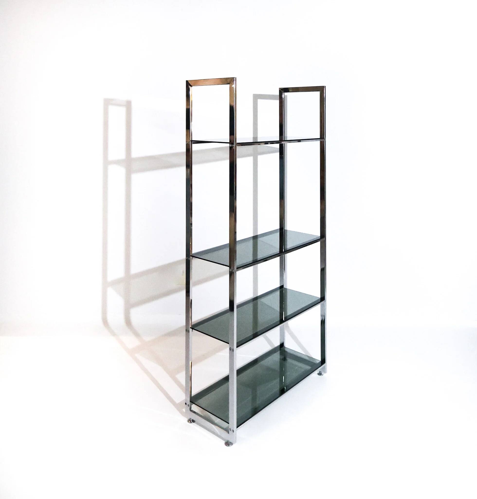 Vintage Italian freestanding shelf in chrome, 1970s