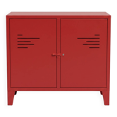 Red industrial-style metal furniture