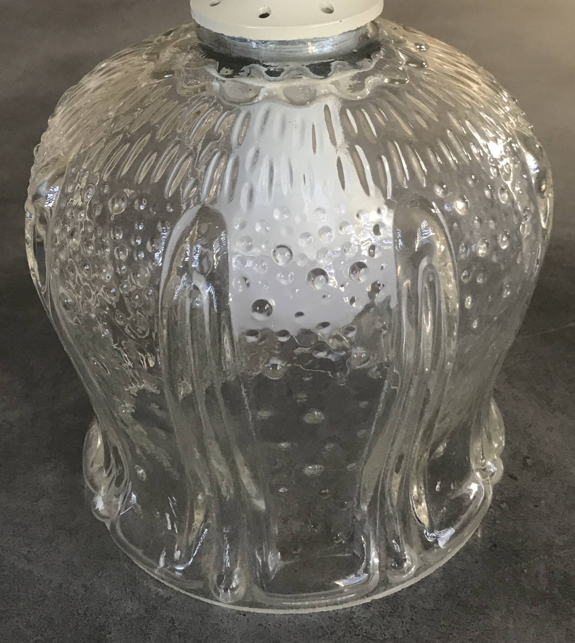 Vintage chandelier pendant lamp in molded glass tulip shape