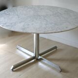 Marble and steel table France, circa 1970