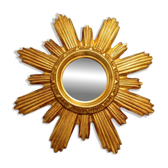 Mid-century hollywood regency gilt sunburst wall mirror, 1960s