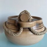 Roped soup tureen in stoneware from the potters of the Salins-les-Bains Abbey