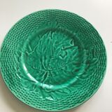 4 assiettes en barbotine verte