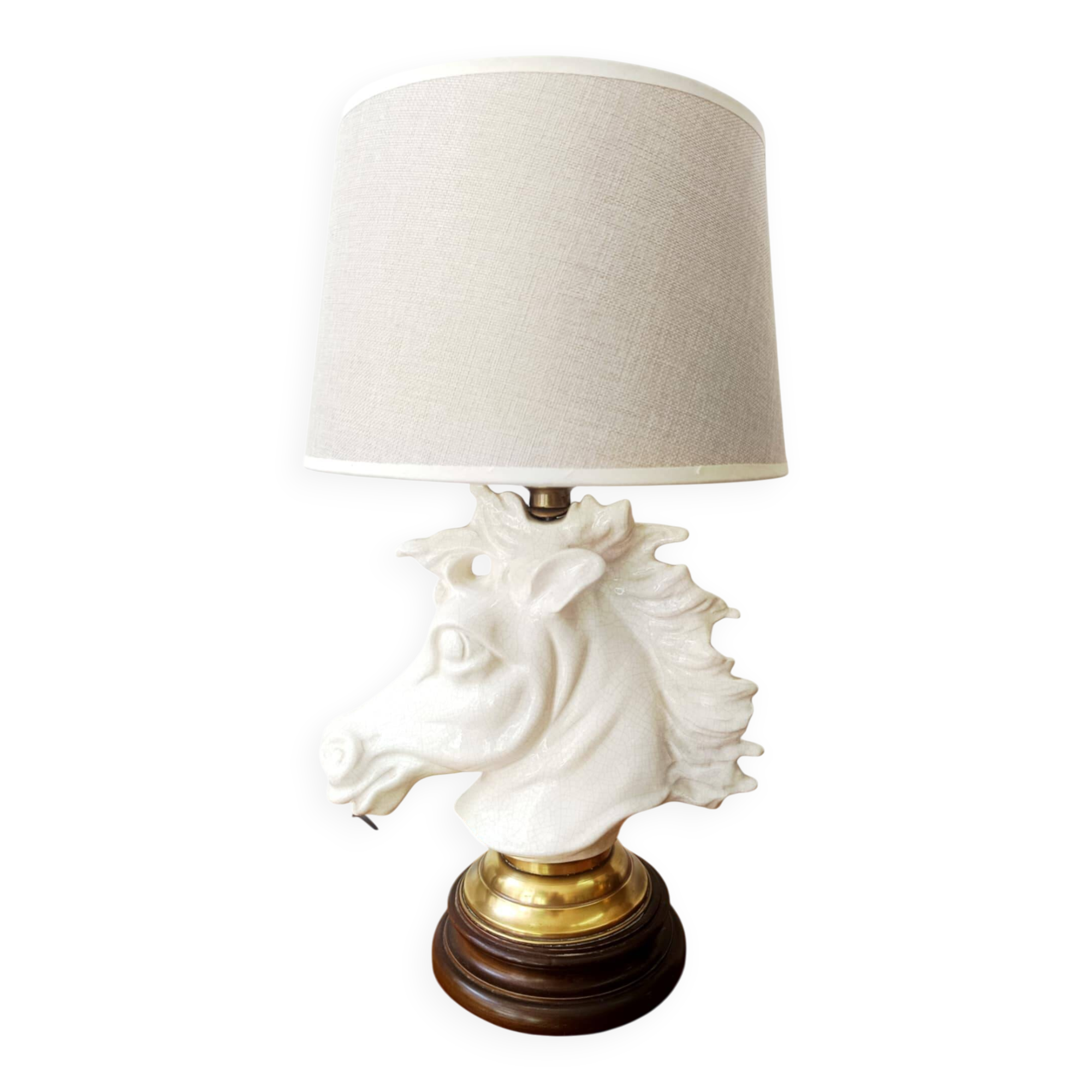 Art Deco crackled ceramic horse lamp