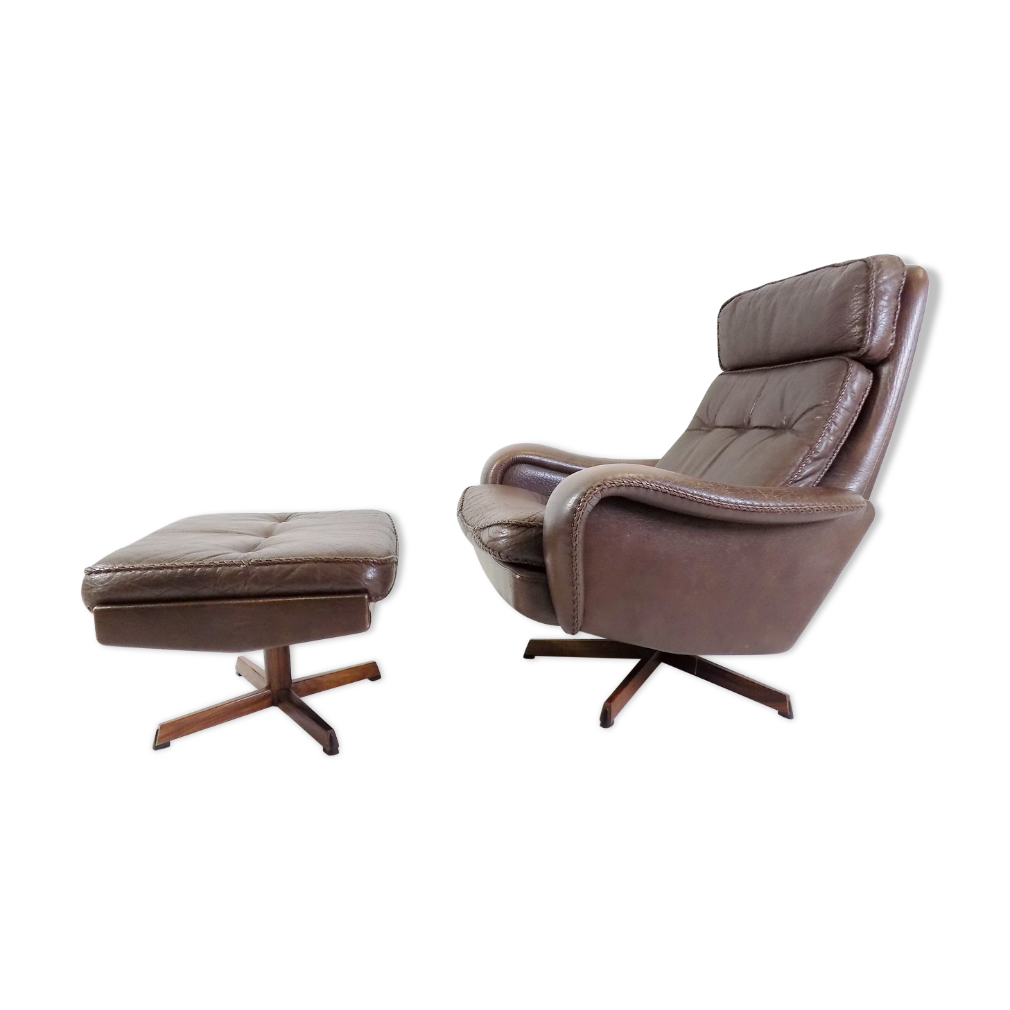 Madsen & Schubell leather armchair with ottoman for Bovenkamp