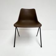 Brown and black set of 6 Polyprop chairs on a metal frame. The Polyprop cha
