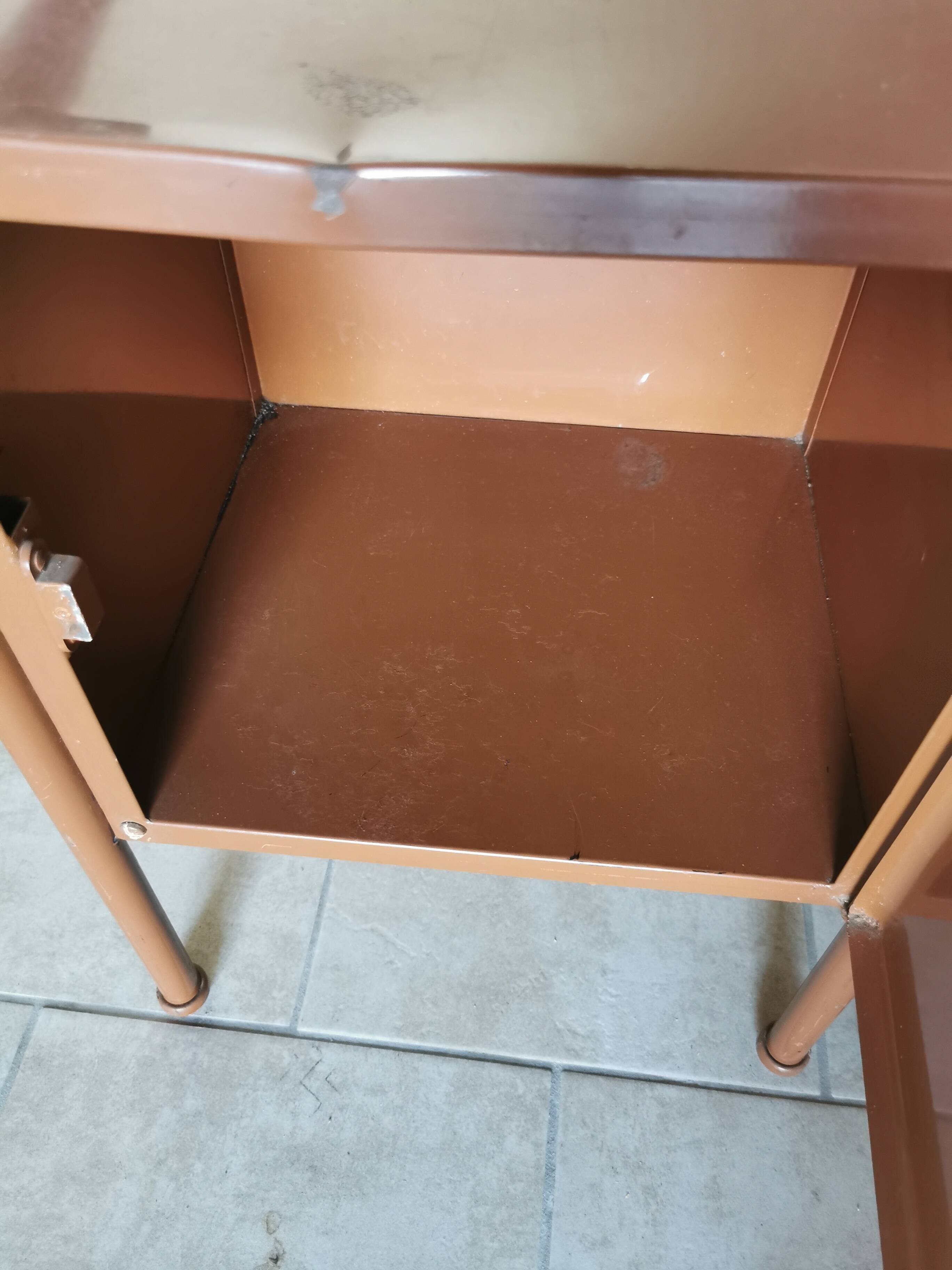 Pair of boarding school bedside tables