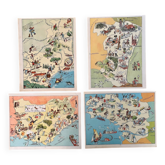 Lot de 4 cartes illustrées