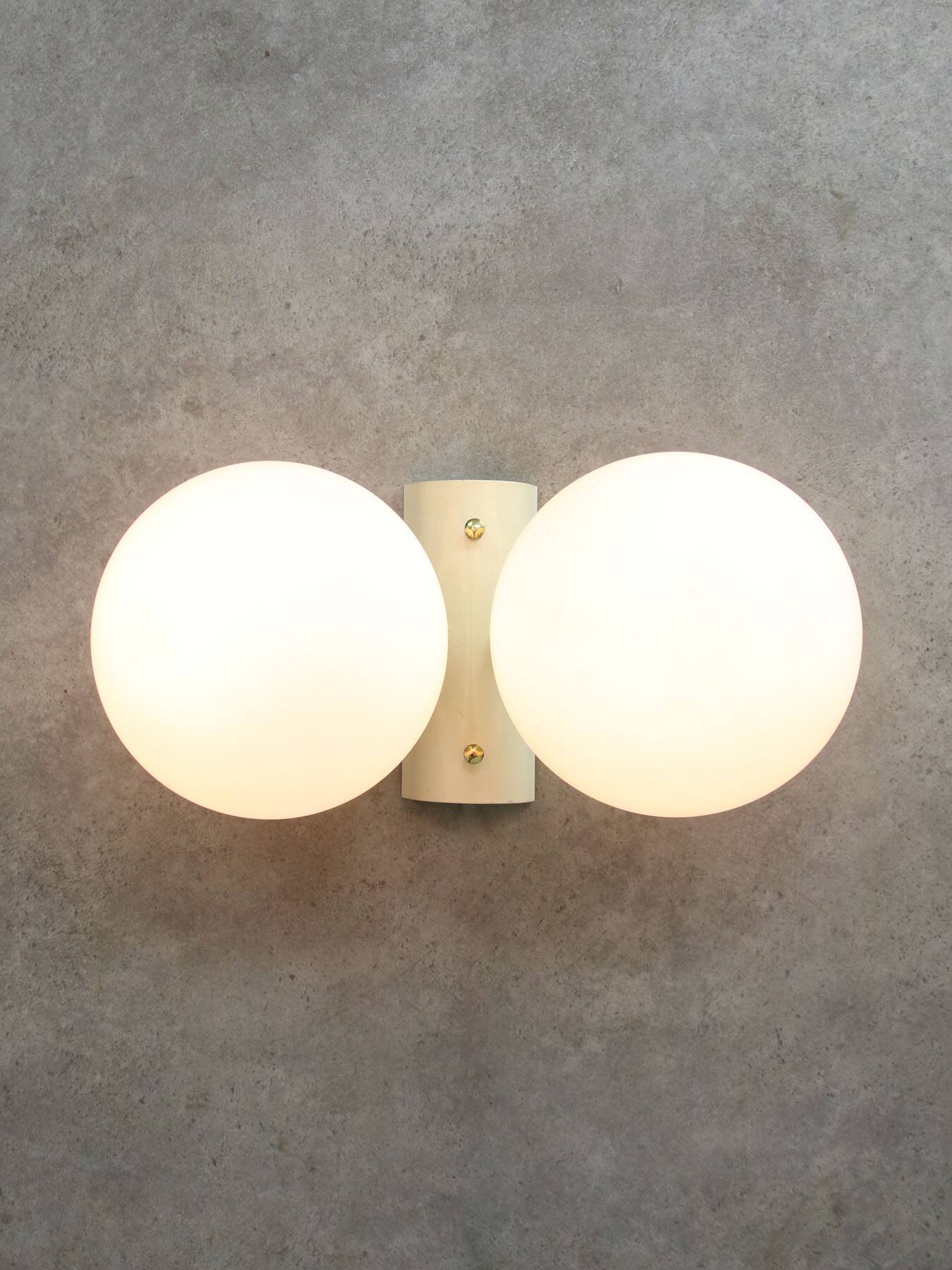 Vintage Italian Brass and Opaline Wall Lamp