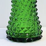 Empoli bottle vintage carafe in green diamond point glass Italy