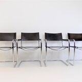 Set de 4 chaises en cuir en porte-à-faux, Matteo Grassi MG5
