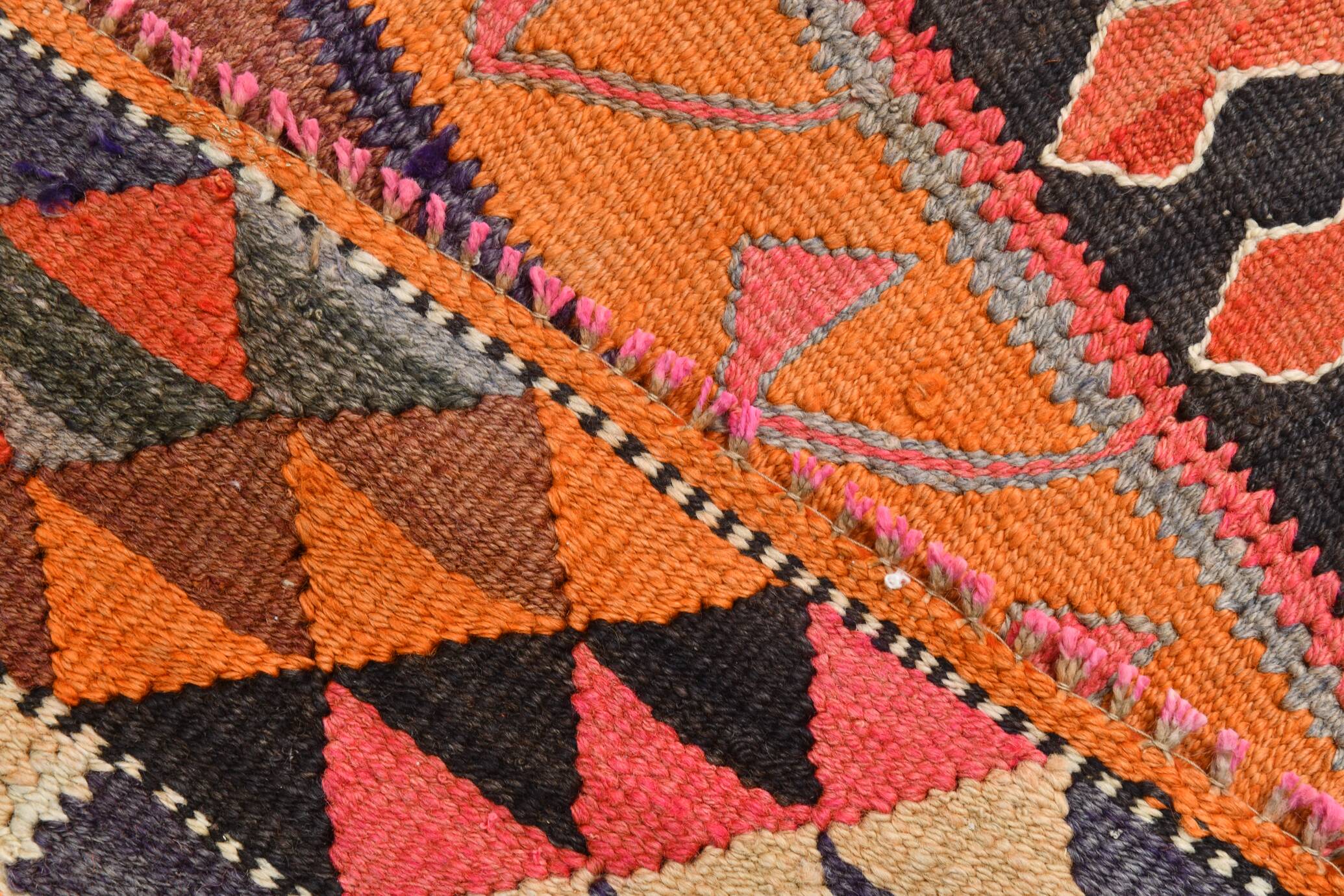 3x11 Orange & Brown Kilim Runner Rug, 88x330Cm