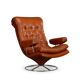 Cognac Leather Swivel chair, 1960s