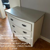 Commode de chambre Roche Bobois en pin style Chambord lin et taupe
