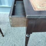 Pair of bedside tables side tables old leather top style louis xvi
