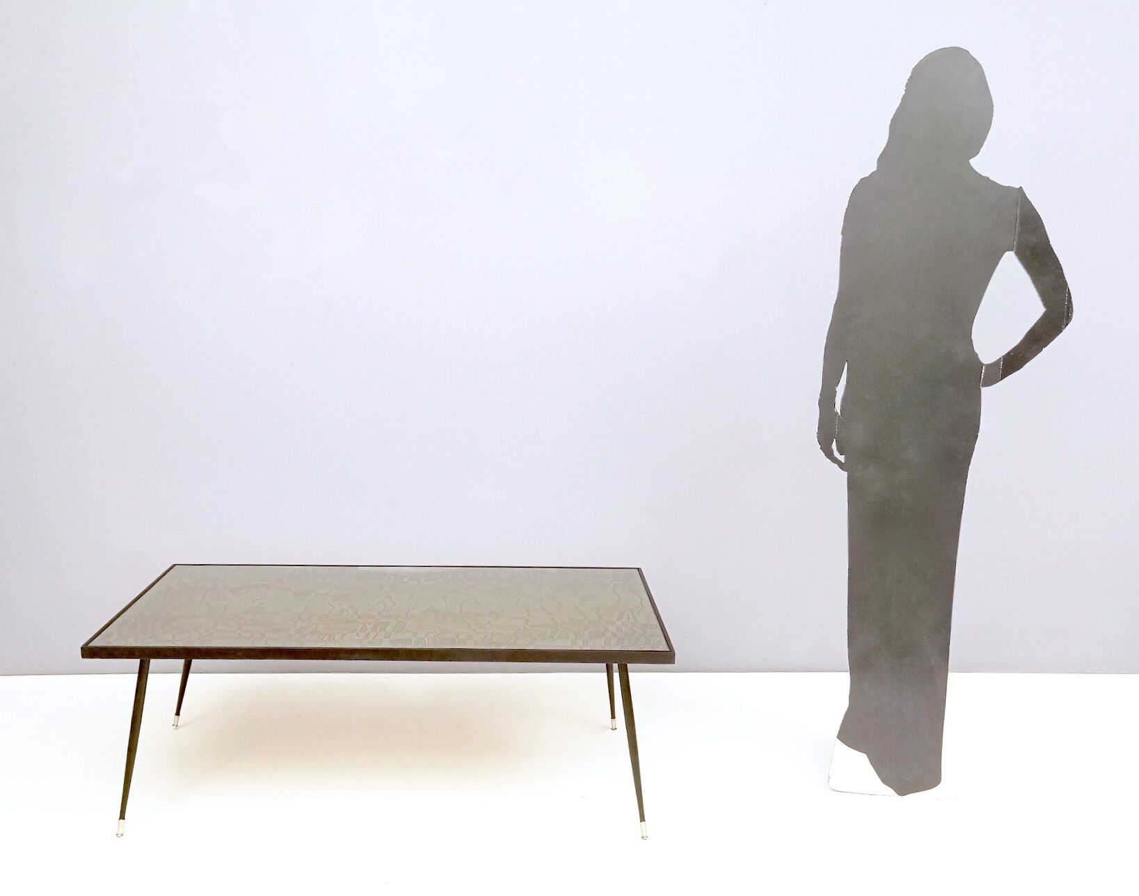 Elegant Rectangular Vintage Etched Brass Coffee Table by G. Urs, Italy