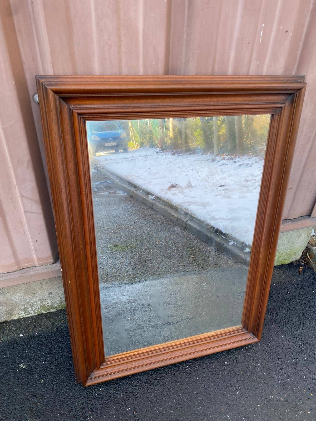 Vintage Scandinavian rectangular mirror in solid wood 75x55cm