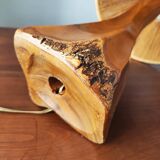 Vintage brutalist lamp from the 60s-70s made of wood and rope.