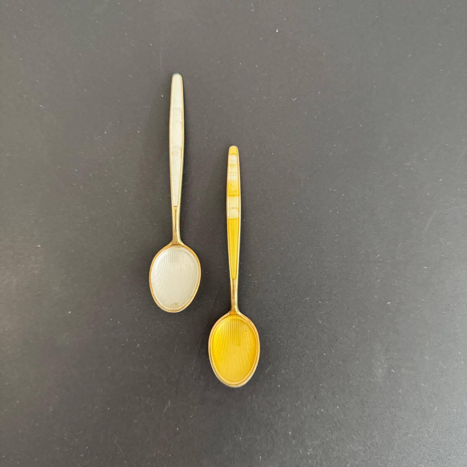 10 silver and vermeil enamel spoons Norway-Sterling 20th century