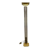 70s floor lamp in brass and smoked plexiglass, Hollywood Regency