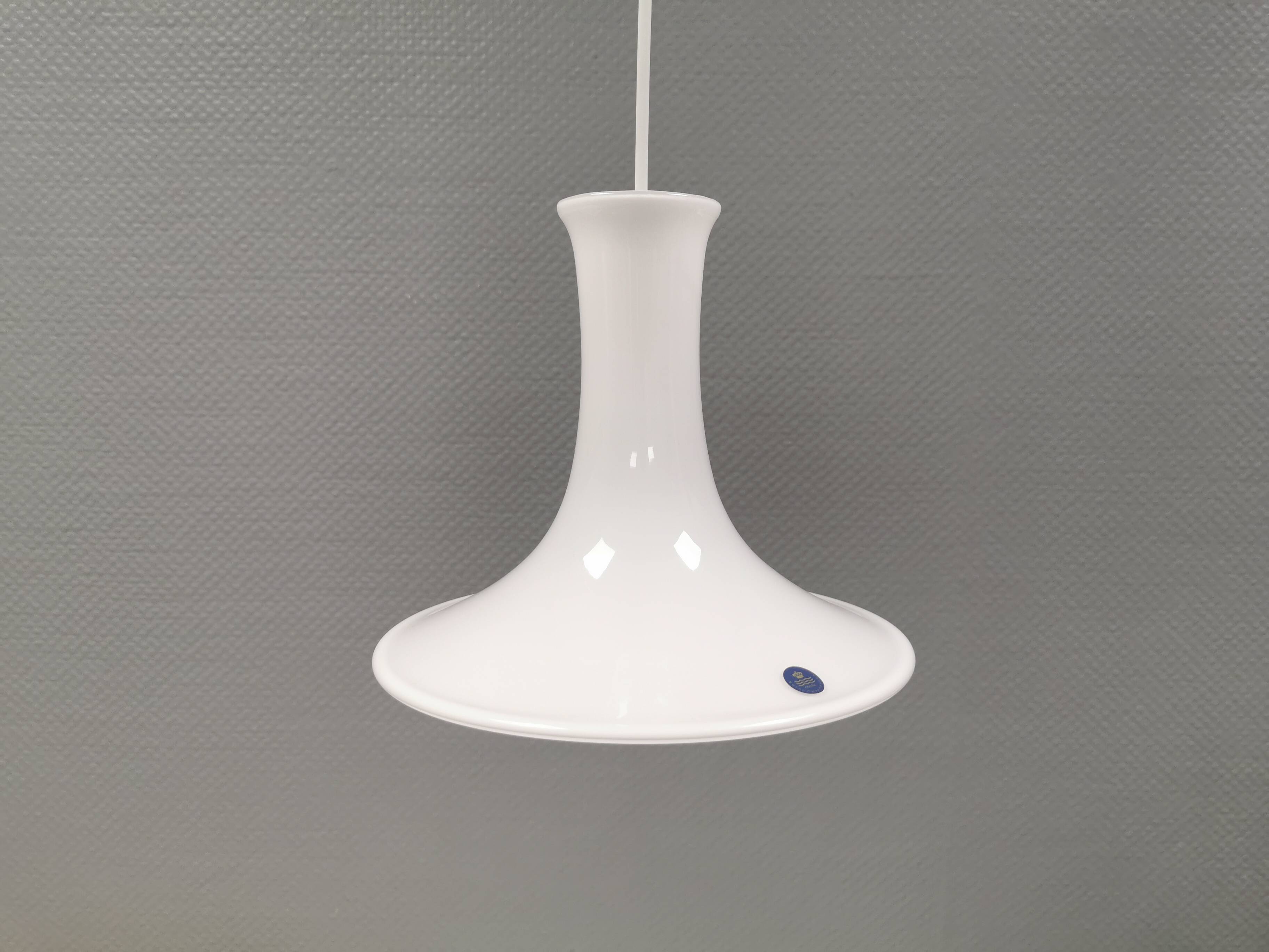Mandarin hanging lamp made in opal white hand-crafted and mouth-blown glass