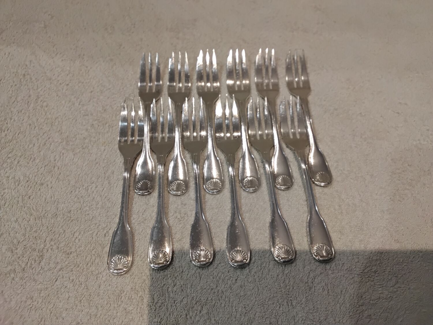 12 silver-plated cake forks, Christofle Vendome goldsmith