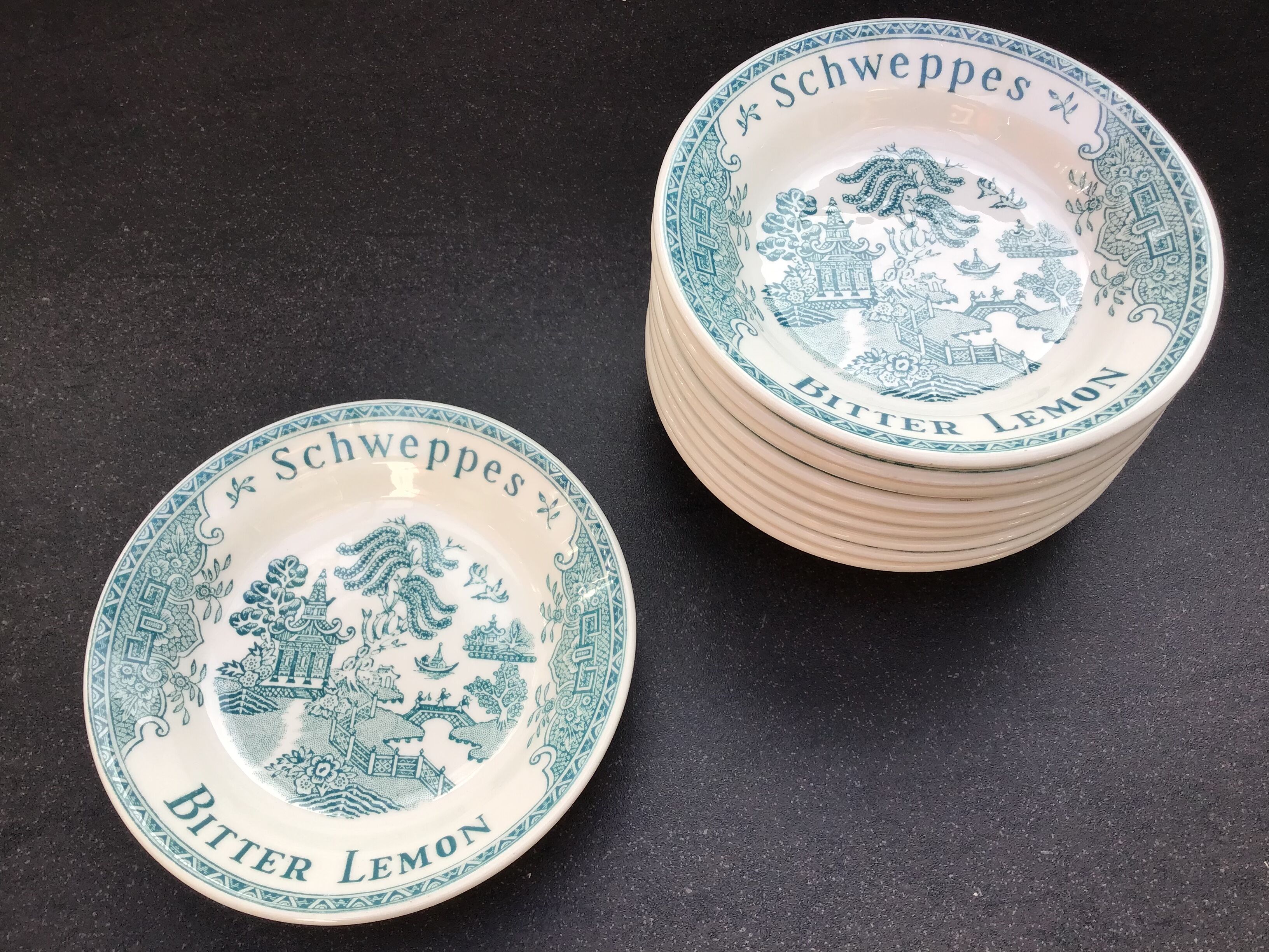 Advertising cup vintage bistro saucer Schweppes
