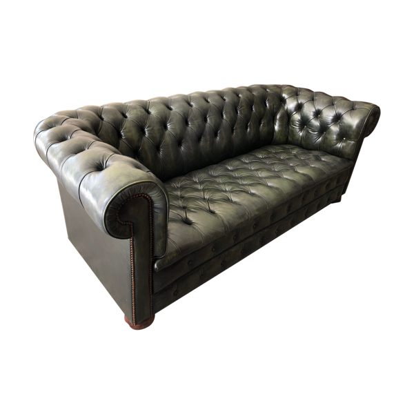 Chesterfield Sofa 3 Places Green Leather Selency Chesterfield Sofa 3 Places Green, Green Leather Chesterfield Sofa