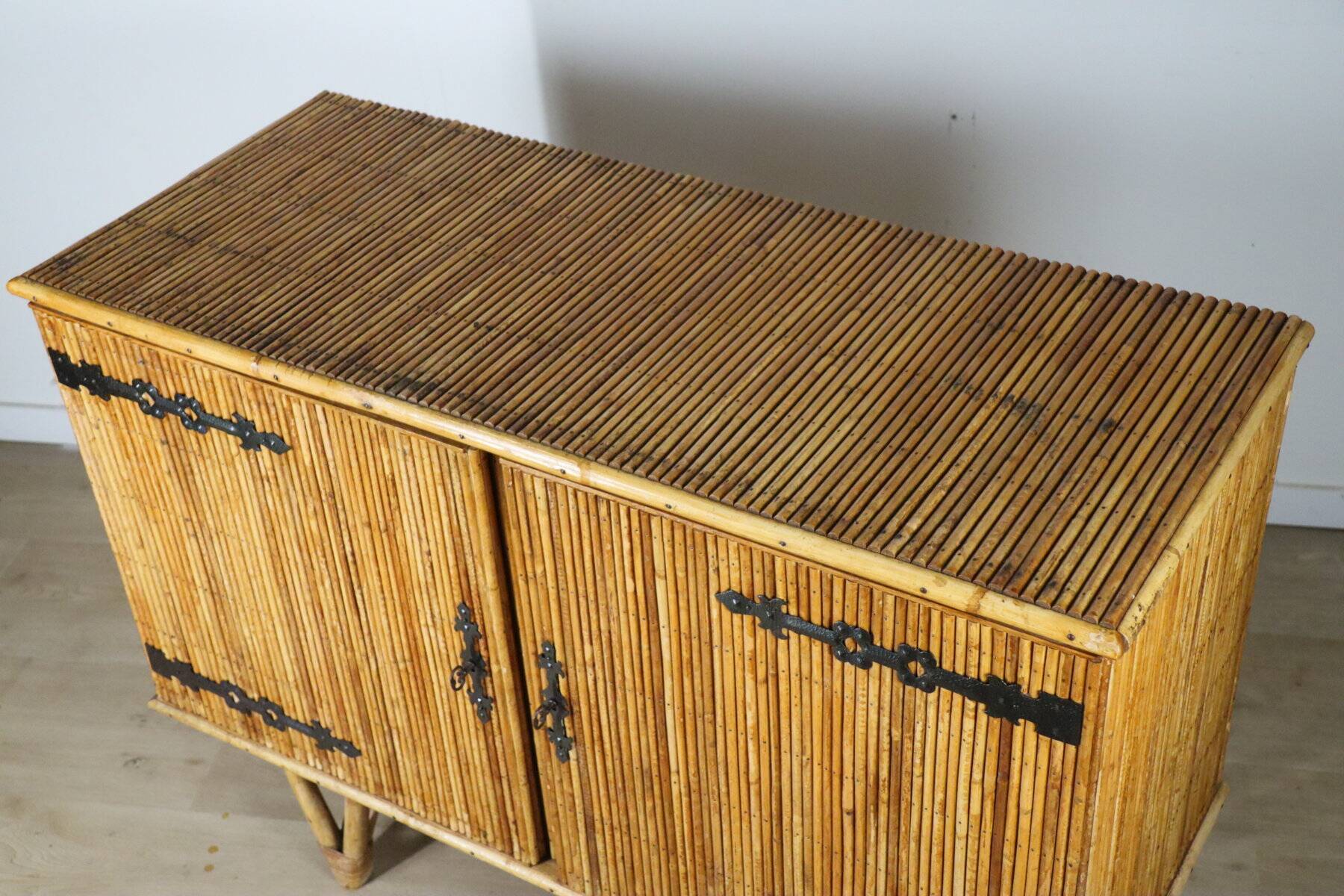 Vintage woven rattan sideboard - 1960