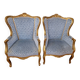 Paire De Fauteuils "Bergère" En Bois Doré de Style Louis XV