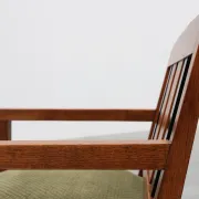 Amsterdamse School Oak Armchair with Green Velvet Seat, Netherlands, 1920s