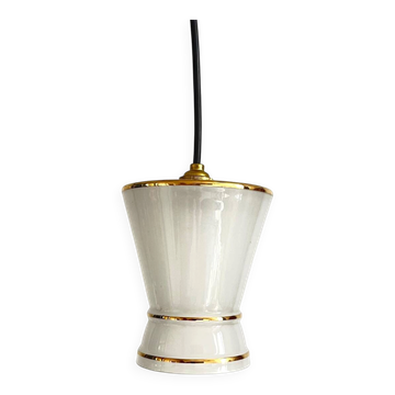 Petite suspension diabolo blanche et or