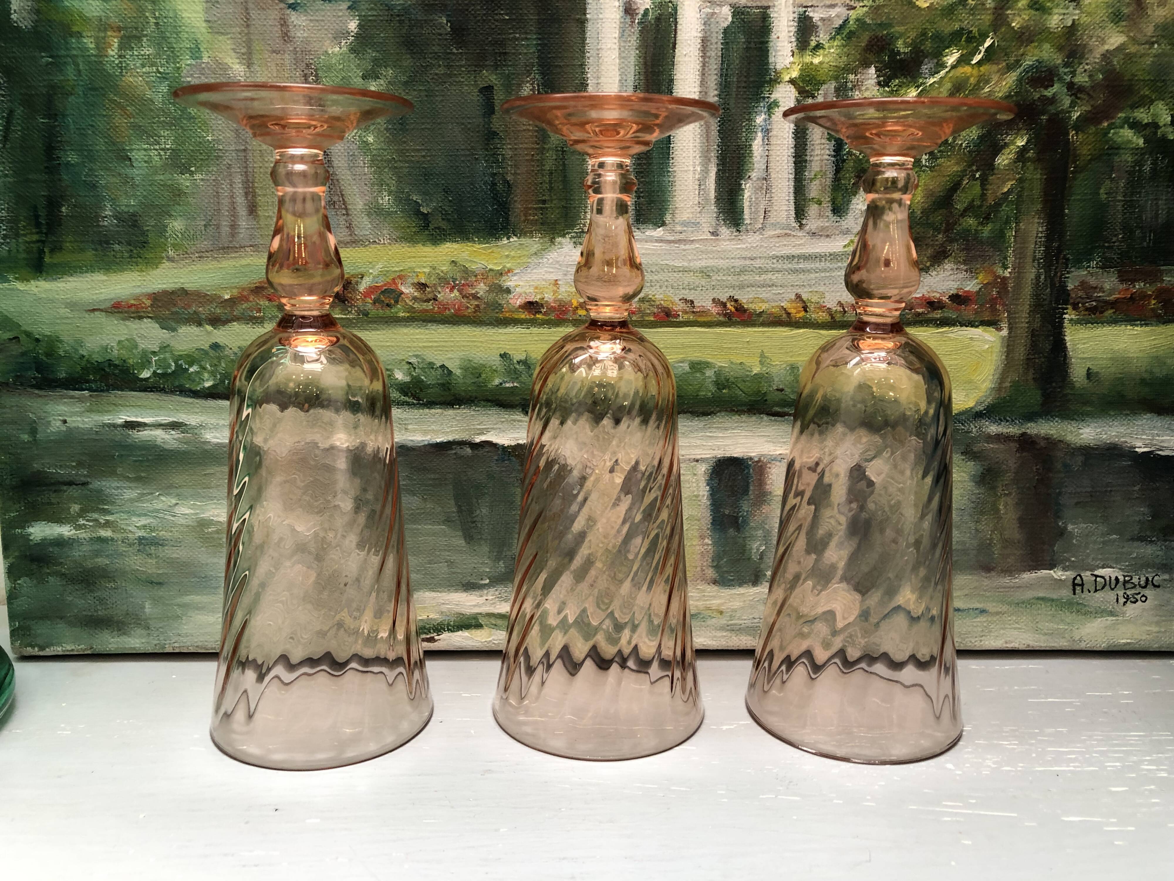 Vintage Rosaline Champagne Flutes
