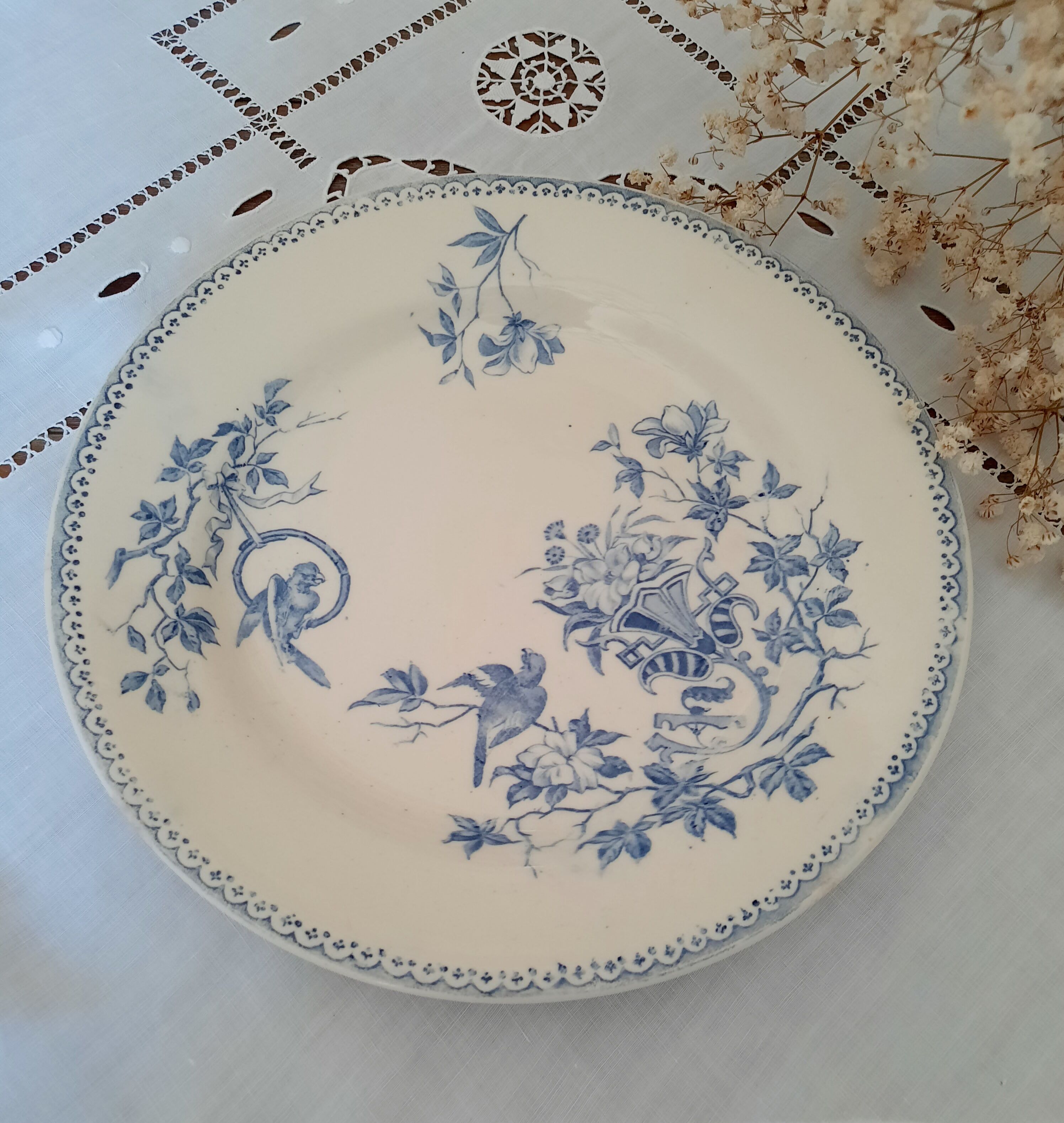 6 old flat plates mismatched iron earth