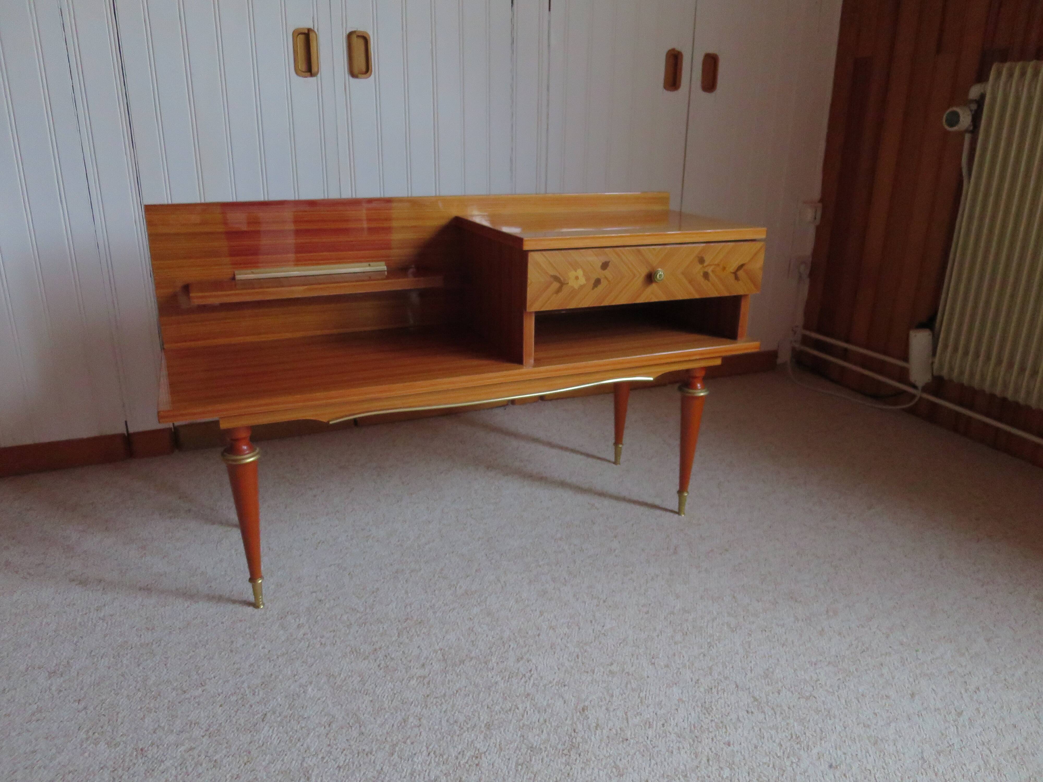 Console dressing table - hall furniture - drawer and mirror - 60s - vintage - modernist