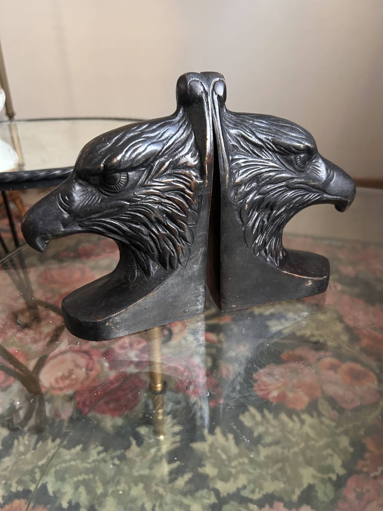 Pair of eagle bookends in patinated bronze – Art Deco style