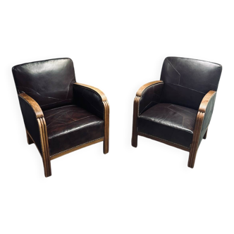 Fauteuils club anglais art déco XXe